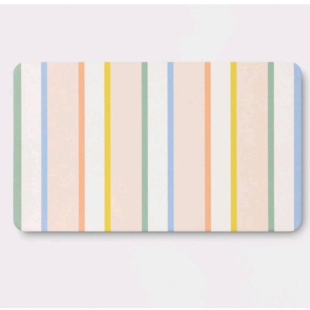 Room Essentials Rectangle Striped Kitchen Rug Holiday Pastel 20"x 34" NEW